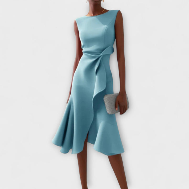 Emily & Isabella Brooks | Draped Asymmetric Midi Dress