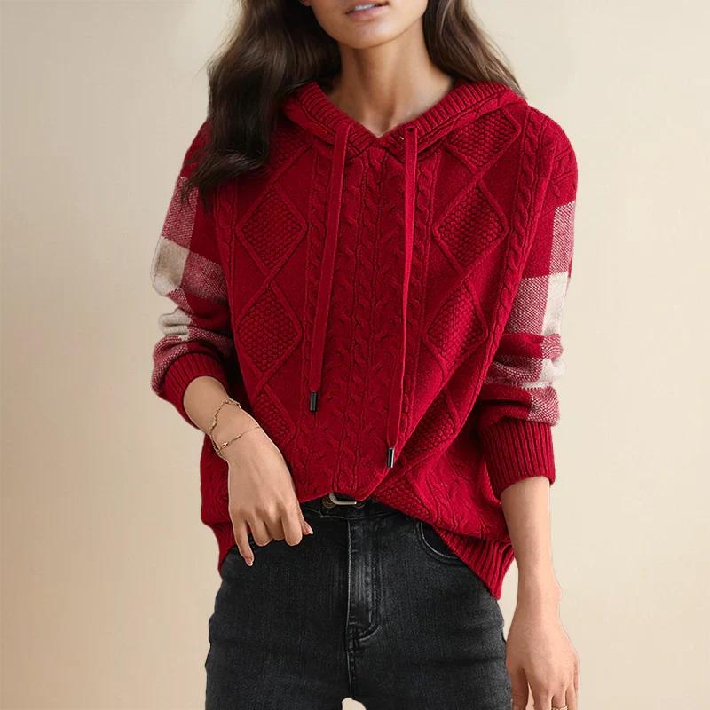 Emily & Isabella Brooks | Cable Knit Hoodie Sweater