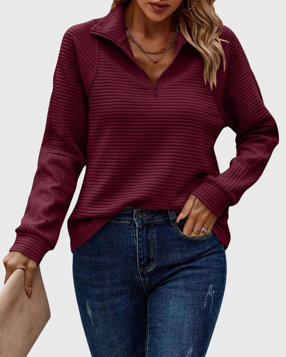 Emily & Isabella Brooks | Elegant Half-Zip Sweater