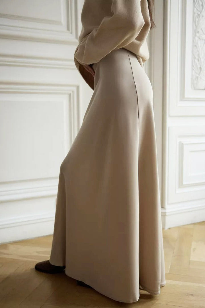 Emily & Isabella Brooks | High Waist Satin Mermaid Maxi Skirt