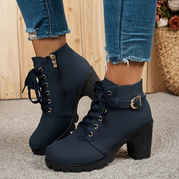 Emily & Isabella Brooks | Lace-Up Heel Boots in Black