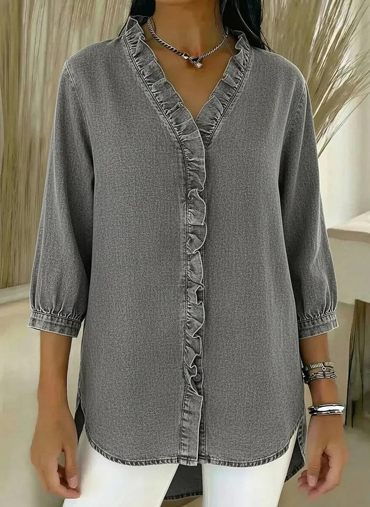 Emily & Isabella Brooks | Casual Denim Shirt, V Neck
