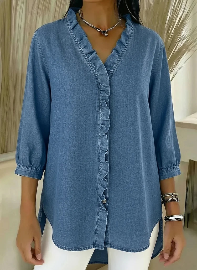 Emily & Isabella Brooks | Casual Denim Shirt, V Neck