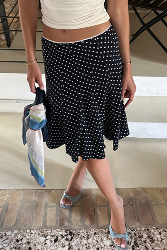 Emily & Isabella Brooks | Contrast Polka Dot Fishtail Skirt
