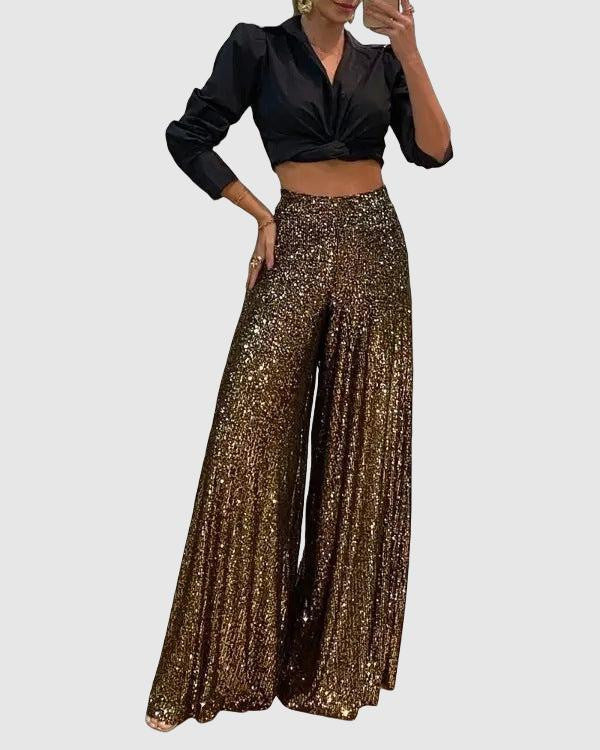 Emily & Isabella Brooks | Sequin Embellished High Waist Dress