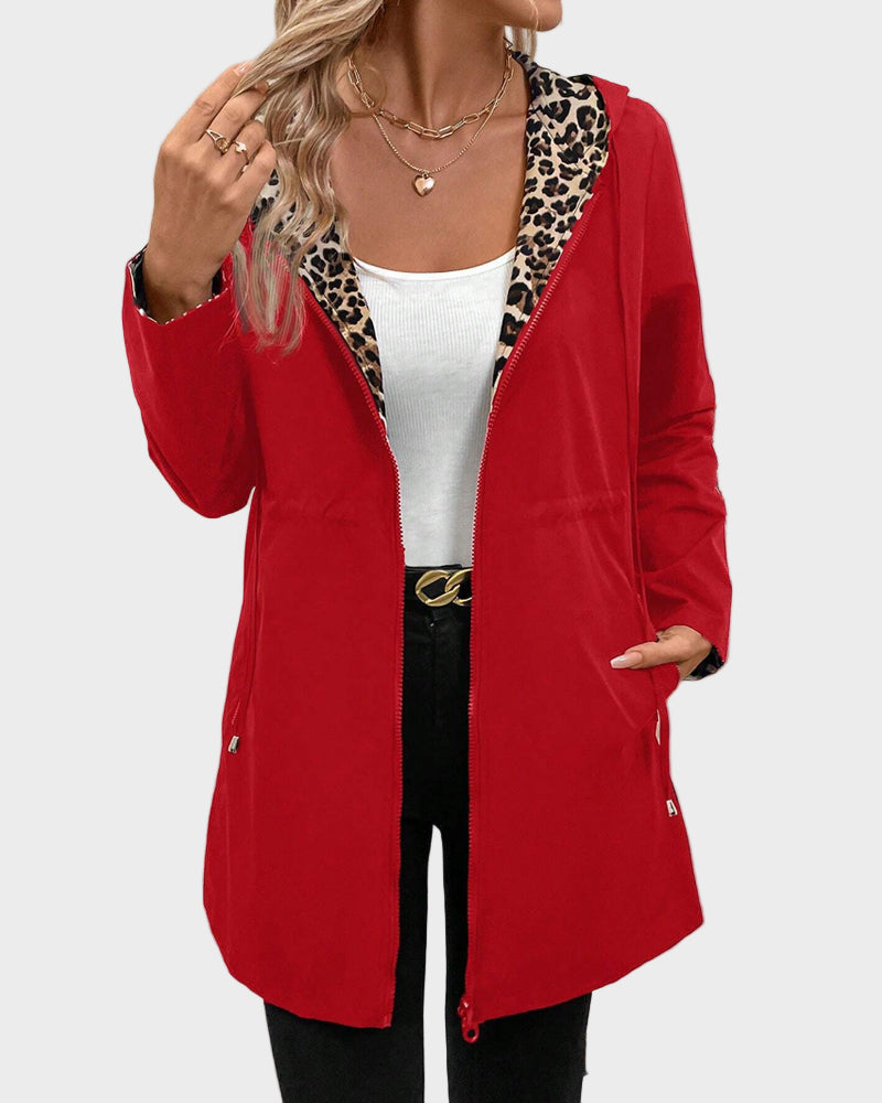 Emily & Isabella Brooks | Reversible Jacket with Hat, Leopard Pattern