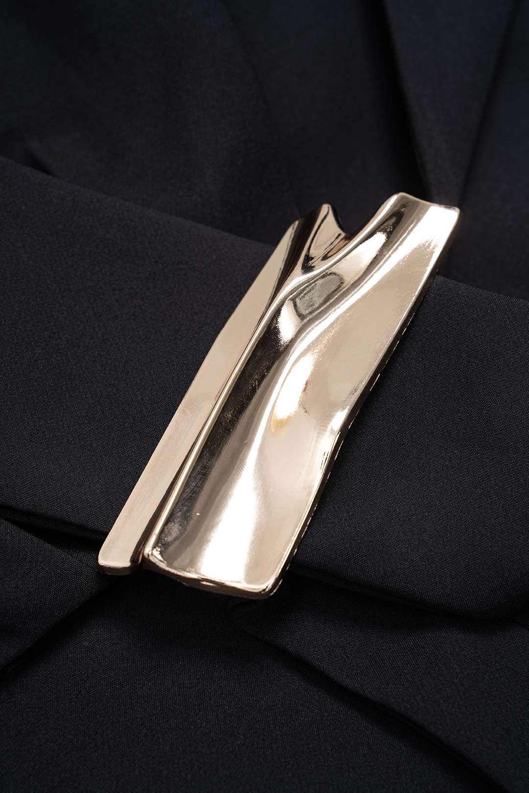 Emily & Isabella Brooks | Notched Lapel Metallic Decor Ruched Asymmetrical Blazer