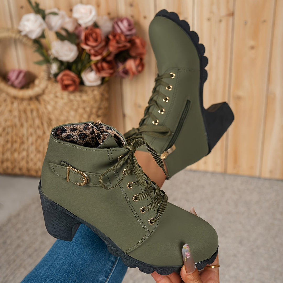 Emily & Isabella Brooks | Lace-Up Heel Boots in Black