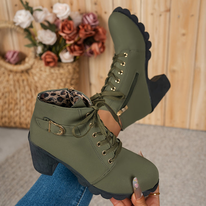 Emily & Isabella Brooks | Lace-Up Heel Boots in Black