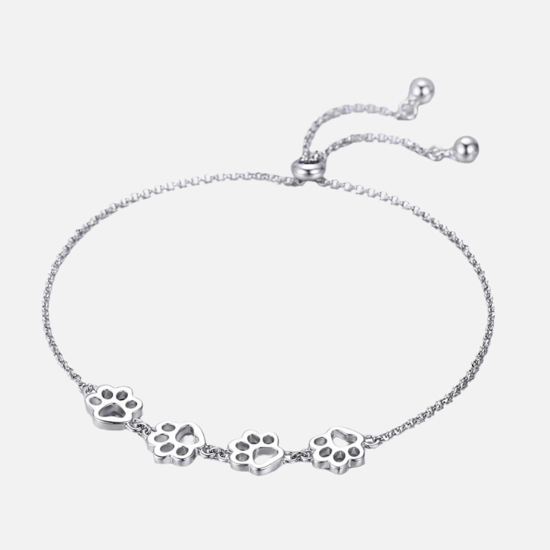 Emily & Isabella Brooks | Sterling Silver Paw Print Bracelet - Adjustable Fit
