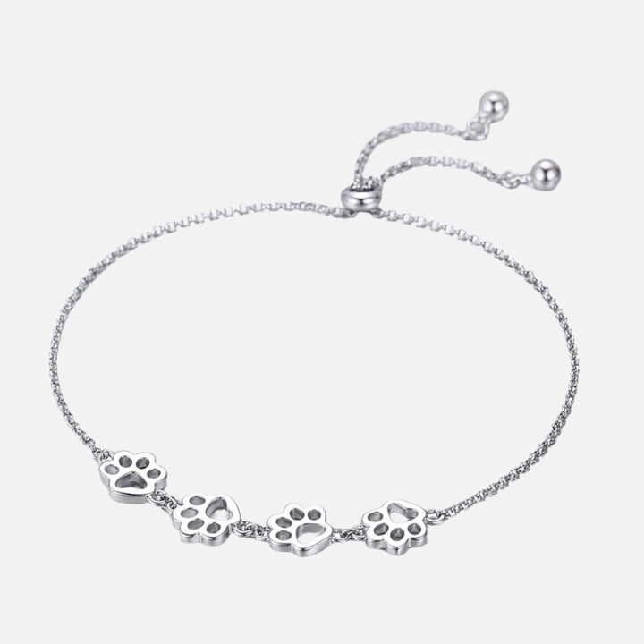 Emily & Isabella Brooks | Sterling Silver Paw Print Bracelet - Adjustable Fit