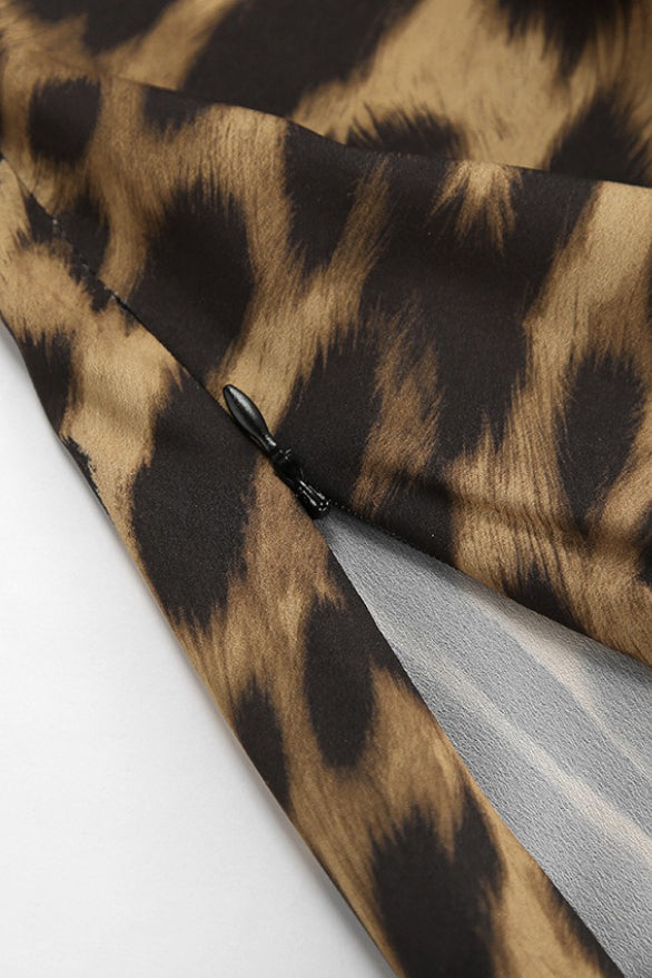 Emily & Isabella Brooks | Chiffon Leopard Print Fishtail Maxi Skirt