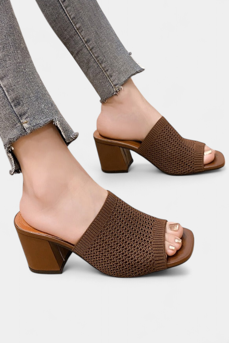 Emily & Isabella Brooks | Square Mesh Heel Sandals