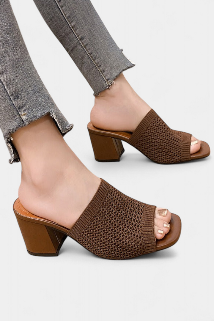 Emily & Isabella Brooks | Square Mesh Heel Sandals