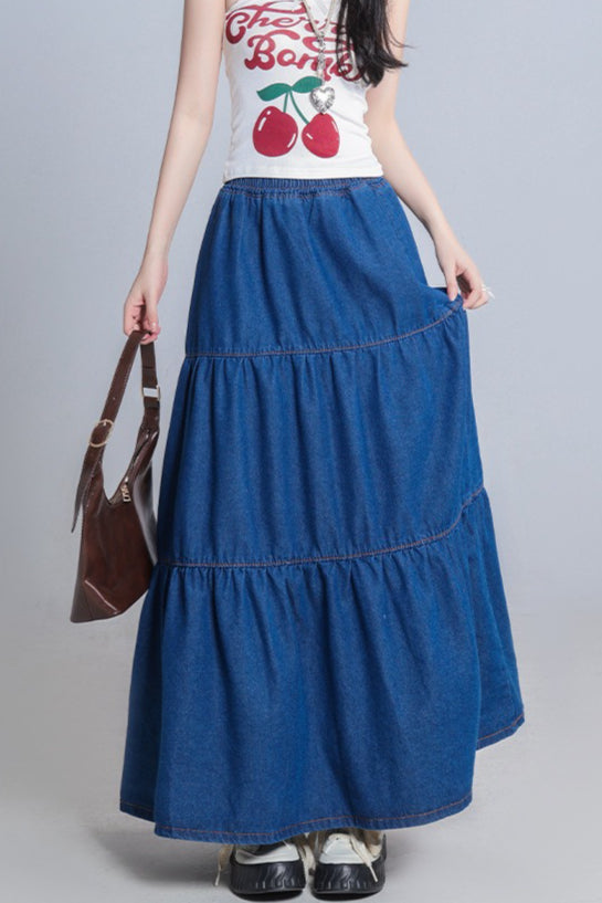 Emily & Isabella Brooks | Plus Size Elastic Waist Flowy Skirt