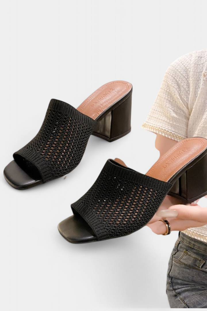 Emily & Isabella Brooks | Square Mesh Heel Sandals