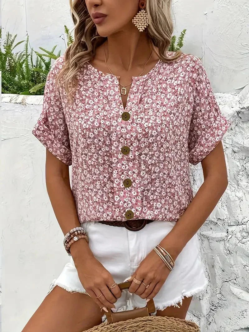 Emily & Isabella Brooks | Notch Blouse in Wildflower Print