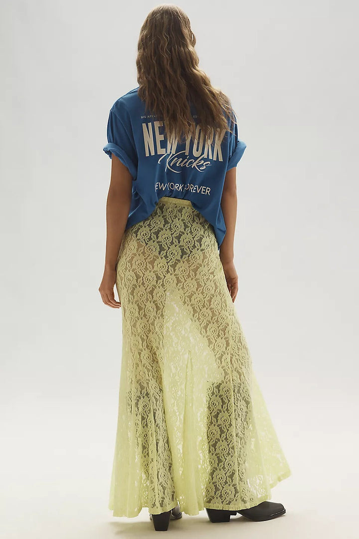 Emily & Isabella Brooks | Sheer Embroidered Lace Maxi Skirt