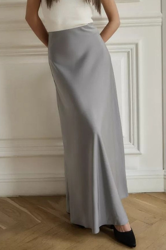 Emily & Isabella Brooks | High Waist Satin Mermaid Maxi Skirt