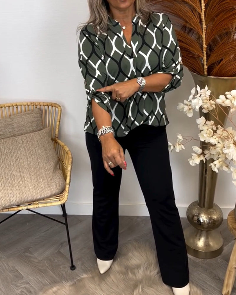 Emily & Isabella Brooks | Casual Blouse, Long Sleeves, Patterned