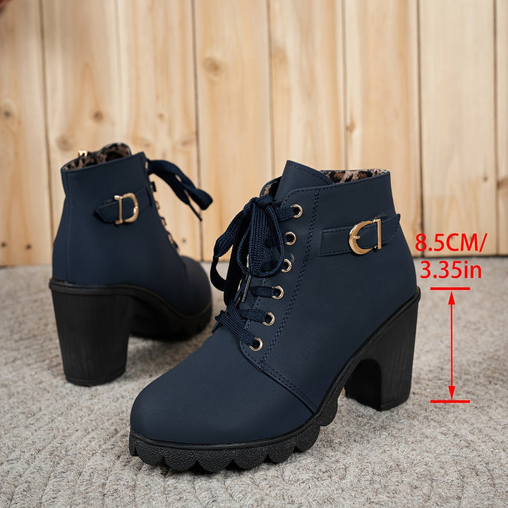 Emily & Isabella Brooks | Lace-Up Heel Boots in Black