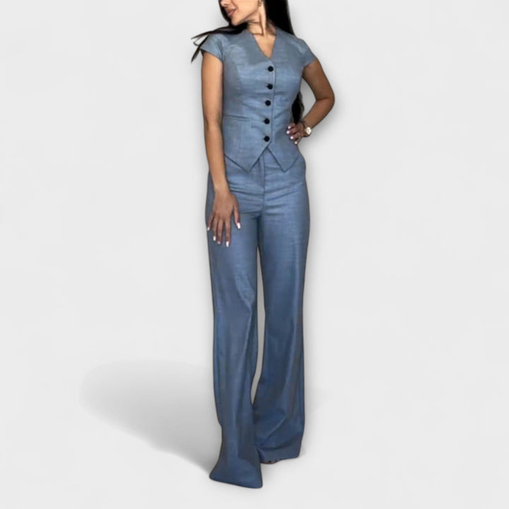 Emily & Isabella Brooks | V-Neck Top and Pants Set