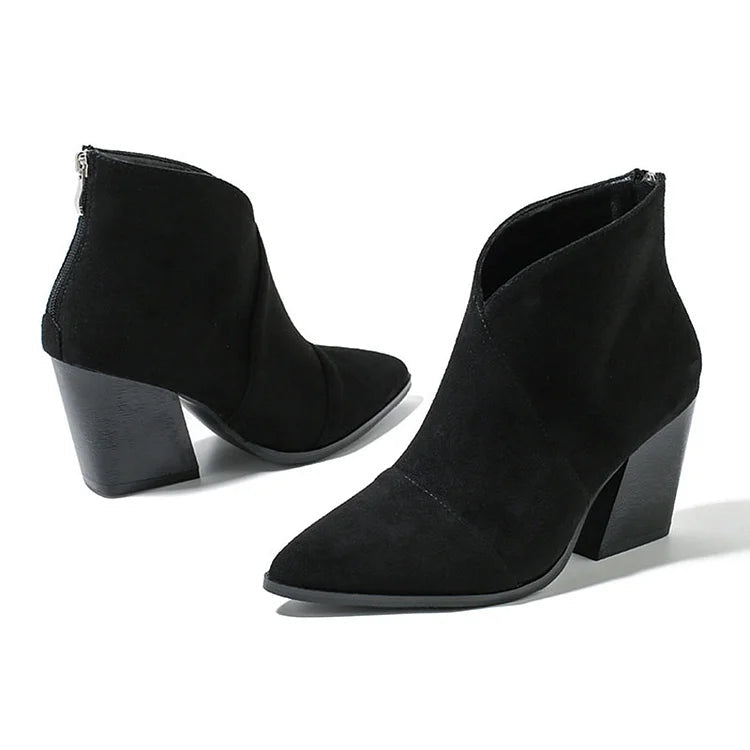 Emily & Isabella Brooks | Pointed Ankle Boot in Black