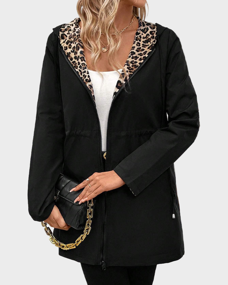 Emily & Isabella Brooks | Reversible Jacket with Hat, Leopard Pattern
