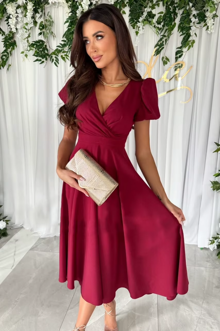 Emily & Isabella Brooks | Elegant V-Neck Midi Dress