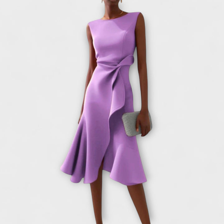 Emily & Isabella Brooks | Asymmetrical Draped Midi Dress