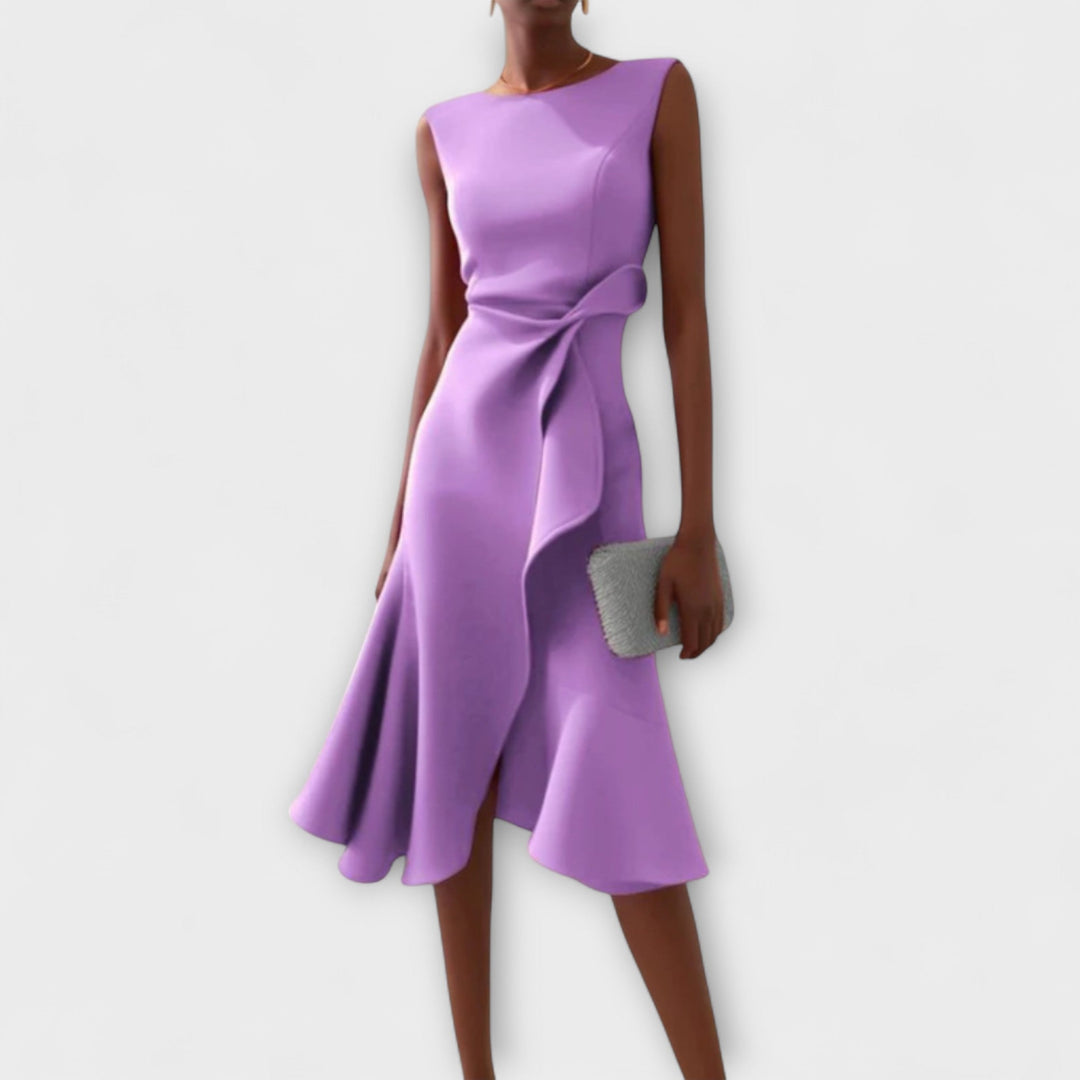 Emily & Isabella Brooks | Draped Asymmetric Midi Dress