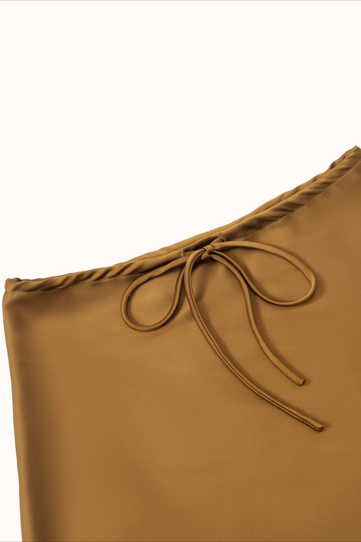 Emily & Isabella Brooks | Solid Satin Drawstring Mini Skirt