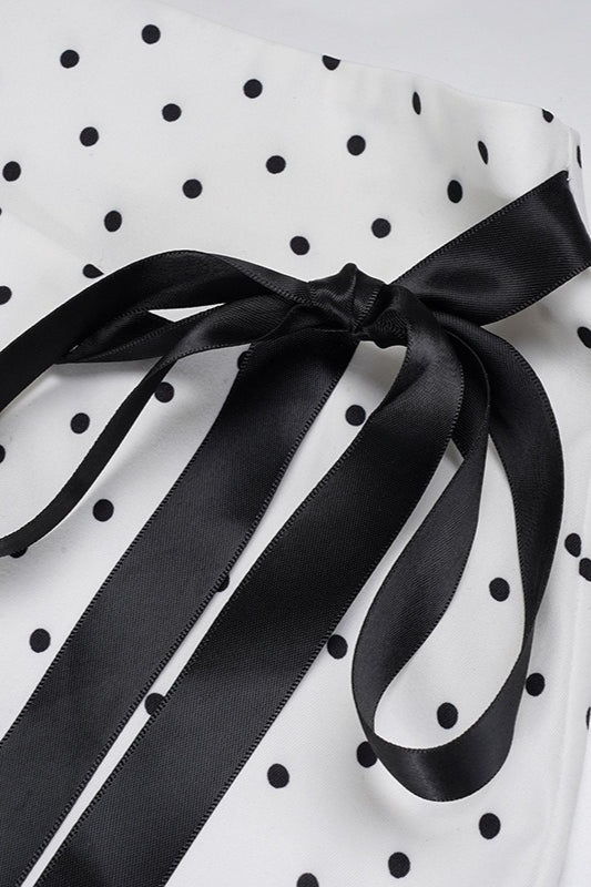 Emily & Isabella Brooks | White Polka Dot Bodycon Mini Skirt