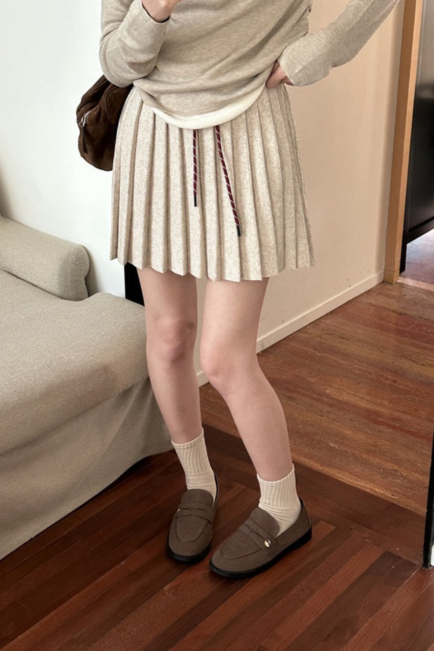 Emily & Isabella Brooks | Pleated Knit Mini Skirt
