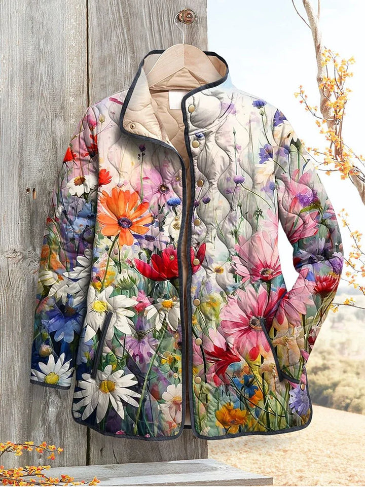 Emily & Isabella Brooks | Floral Print Quilted Jacket for Women - Casual Style