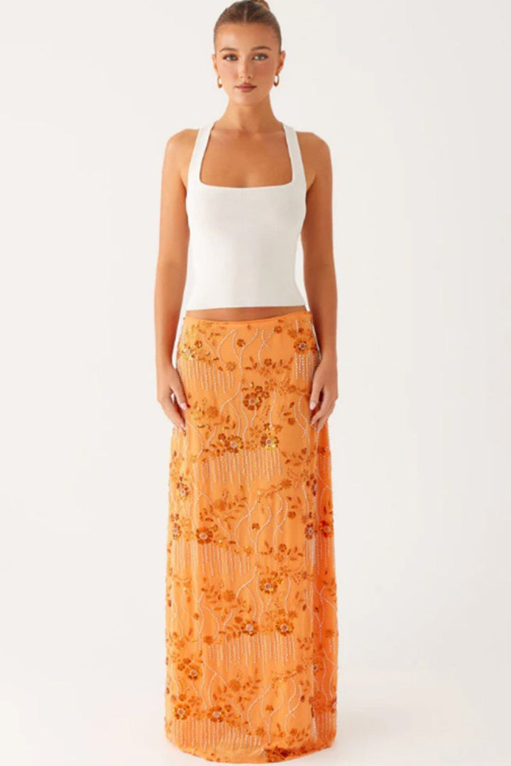 Emily & Isabella Brooks | Beaded Sequin Embroidery Maxi Skirt