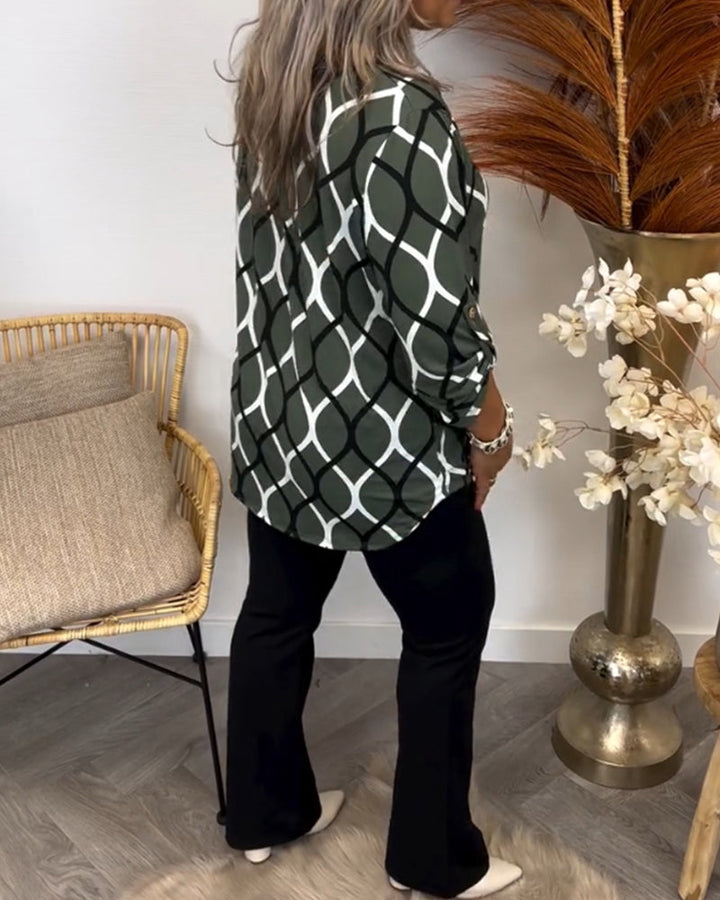 Emily & Isabella Brooks | Casual Blouse, Long Sleeves, Patterned
