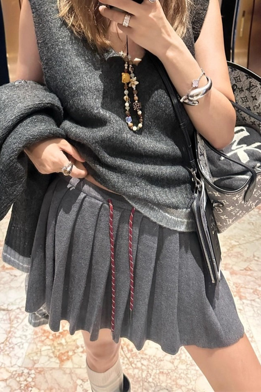 Emily & Isabella Brooks | Pleated Knit Mini Skirt