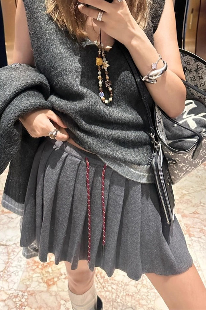 Emily & Isabella Brooks | Pleated Knit Mini Skirt