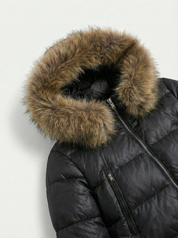 Emily & Isabella Brooks | Faux Fur Hooded Puffer Jacket