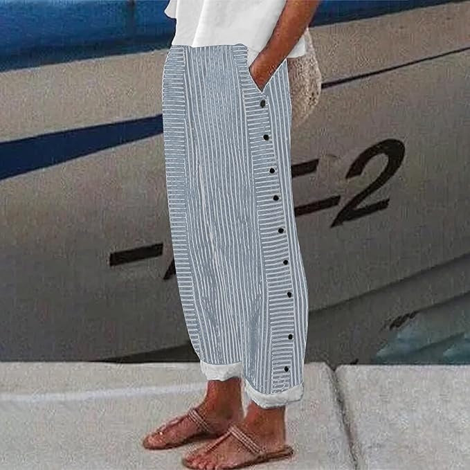 Emily & Isabella Brooks | Striped Button-Accent Pants