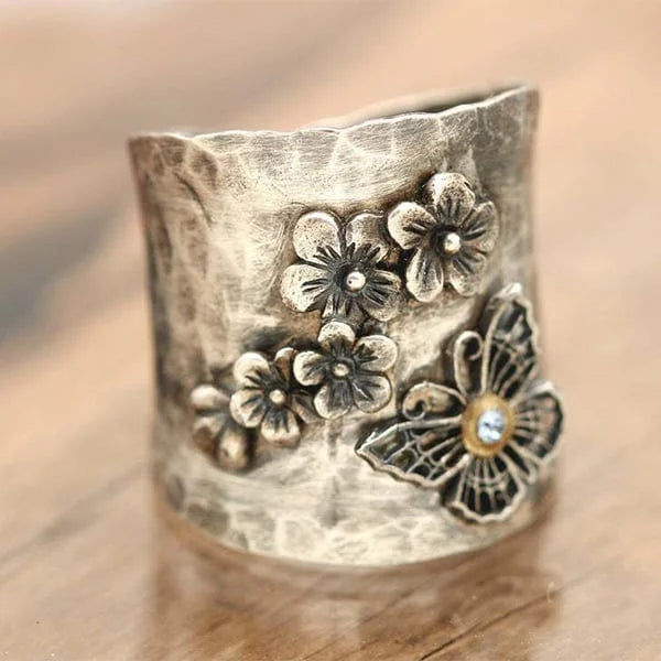 Emily & Isabella Brooks | Wide Band Ring in Floral Design