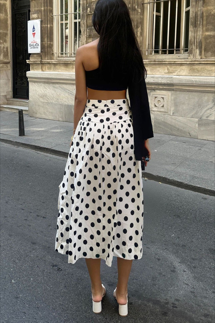 Emily & Isabella Brooks | Polka Dot High Waist A-Line Skirt