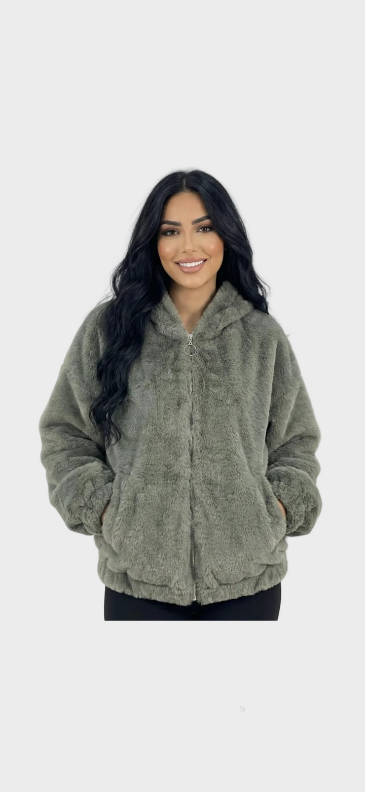 Emily & Isabella Brooks | Teddy Fleece Hooded Jacket with Zipper