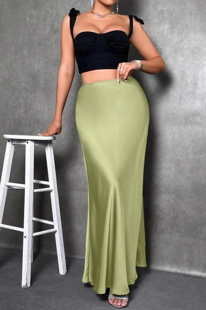 Emily & Isabella Brooks | High Waist Satin Maxi Skirt