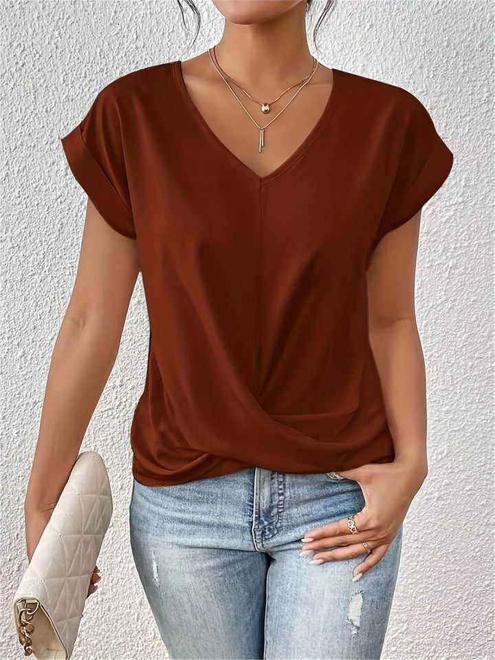 Emily & Isabella Brooks | Sweetheart Neckline Casual T-Shirt
