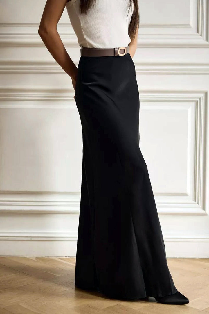 Emily & Isabella Brooks | High Waist Satin Mermaid Maxi Skirt