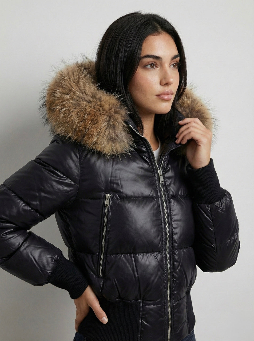 Emily & Isabella Brooks | Faux Fur Hooded Puffer Jacket