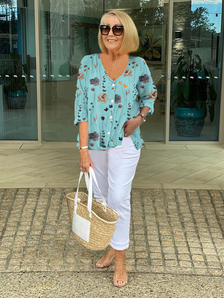 Emily & Isabella Brooks | Printed Button Tunic Top