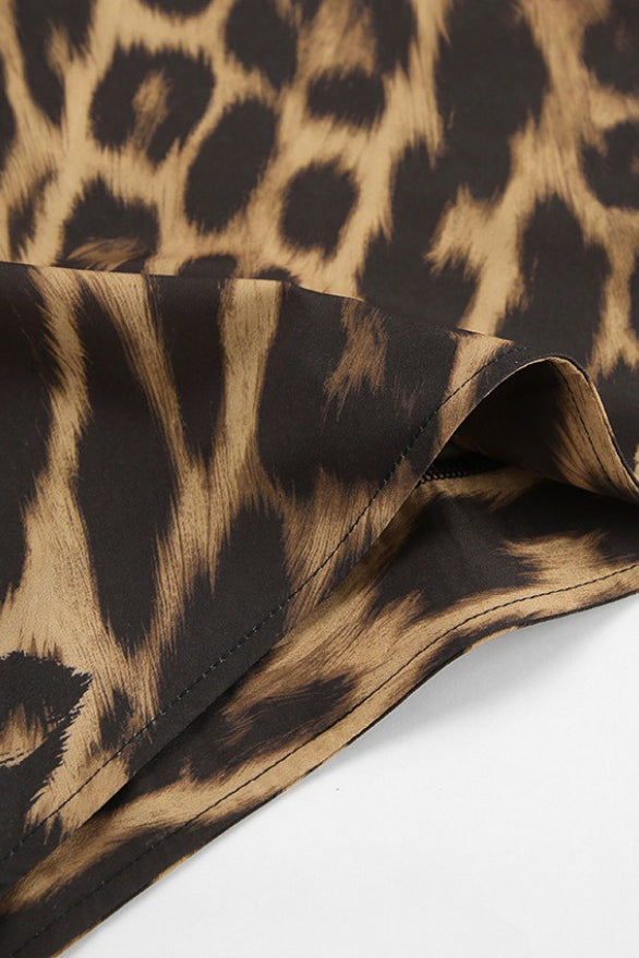 Emily & Isabella Brooks | Chiffon Leopard Print Fishtail Maxi Skirt
